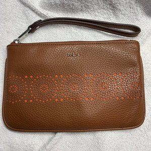 Ralph Lauren Littlebury Large Wristlet. Bourbon. NWT. (648)